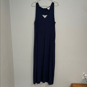 J Jill Women’s Navy Sleeveless Maxi Dress with V-Back